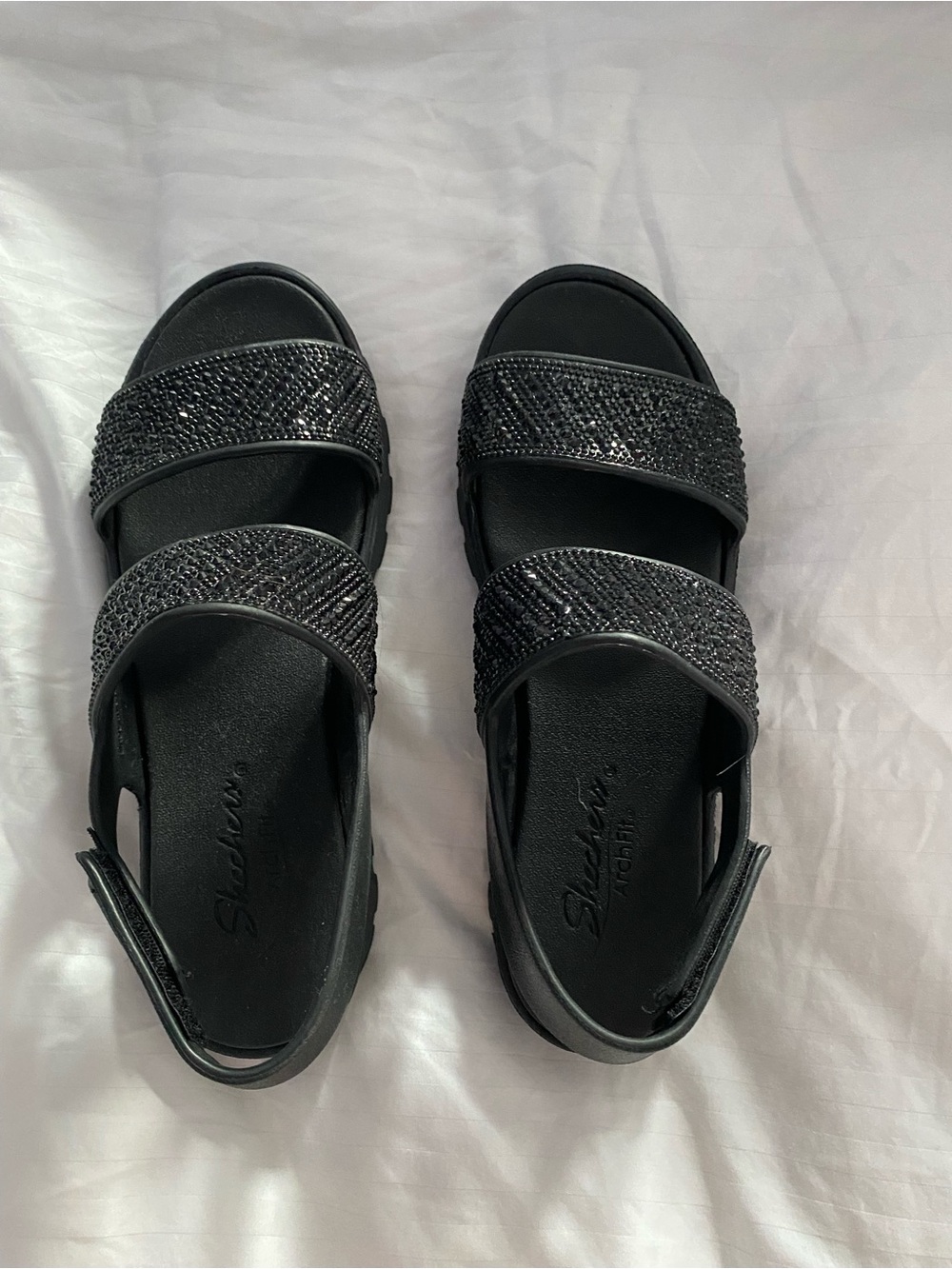 Skechers Black Sparkle Double-Strap Sandal - NEW. Never worn